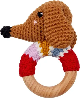 Produktbild von BabyGlück|Die Spiegelburg Häkel-Ringrassel Dackel - BabyGlück