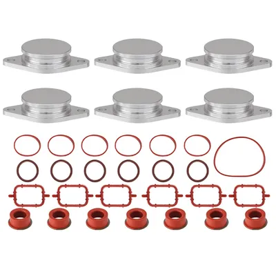 Productafbeelding van Set van 6 kleppen met afdichtingen, compatibel met BMW E46, E90, E39, E60, M57. Inclusief 6 kleppen van 33 mm, steunringen en inlaatspruitstuk