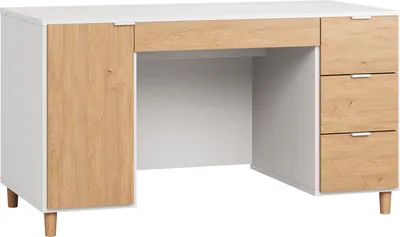 Produktbild von Schreibtisch Arbolita 28, Farbe: Weiß / Eiche - Abmessungen: 78 x 140 x 67 cm (H x B x T)