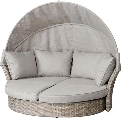 Produktbild von riess-ambiente Drehbare Sonneninsel SEATTLE 195cm taupe mit Sonnendach inkl. Kissen