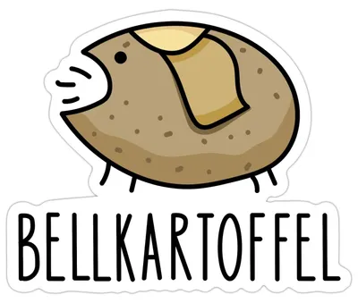 Produktbild von Spreadshirt Bellkartoffel Comic Wortspiel Sticker Aufkleber, 10 x 10 cm, Mattweiß