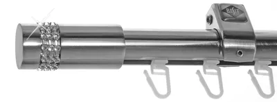 Produktbild von Innenlauf Edelstahl Look Gardinenstange 20mm Deckenträger 1-läufig Kristall, Länge wählbar D50 E38 I