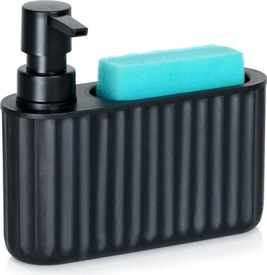 Produktbild von Vilde | Spülmittelspender mit Schwammhalter - 400 ml - Schwarz - Praktisch und Elegant - Küchenzubehör