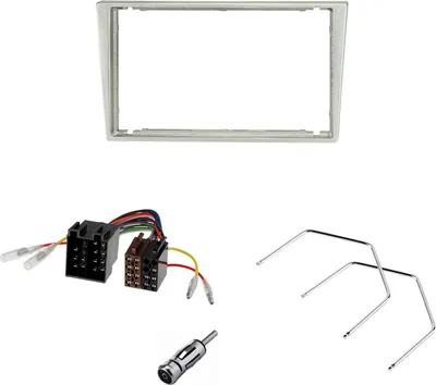 Produktbild von Audioproject A386.1-10 - Autoradio Radioblende SET 2 DIN für Opel Agila Astra Corsa C Combo Omega Vectra Meriva Vivaro Zafira Suzuki Ignis Wagon R Radio Adapter Antennenadapter Entriegelung Licht silber