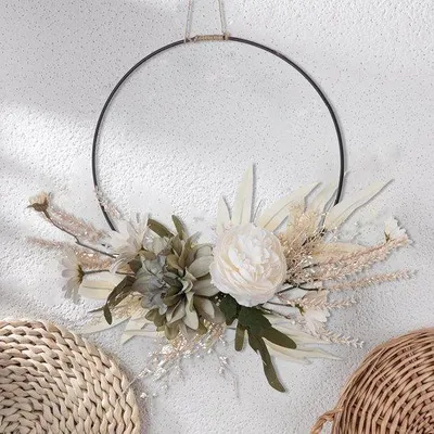 Image de Couronne de fleurs métallique pour la maison, les murs, les fenêtres, les fêtes, la cour, la terrasse