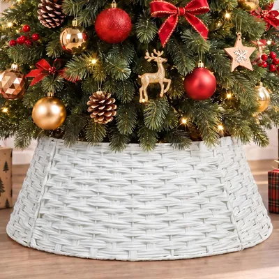 Weihnachtsbaumrock rund, 65x50x21 cm, Weiß