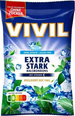 Produktbild von Vivil Halsbonbons Extra Stark ohne Zucker mit Vitamin C 120g
