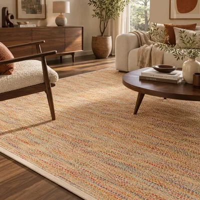 Produktbild von Juna Teppich Jute Bunt Baumwolle Handgefertigt, Größe:80x150 cm