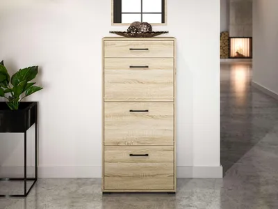 Produktbild von Schuhschrank – Schuhschrank mit Klappen – Schuhkommode – Flurschrank – CARO 14 – Sonoma Eiche – 60 cm – Praktischer Schuhschrank in Sonoma hell