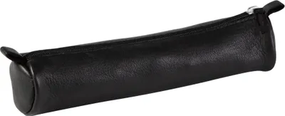Produktbild von Clairefontaine 6x Kleines Schlampermäppchen rund aus Leder 5x18cm Schwarz 8324C