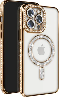 Immagine prodotto di Avizar, custodia diamantata per iPhone 13 Pro MagSafe con bordo strass, oro