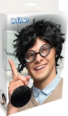 Obrázek produktu pro Nerd paruka černé pánské krátké vlasy