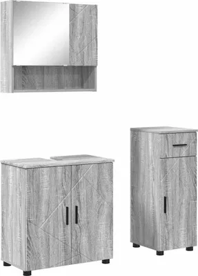 Obrázek produktu pro Sada koupelnového nábytku se zásuvkou 3 pcs Šedá Sonoma