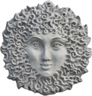 Produktbild von Schönes Sonnengesicht aus Steinguss perfekt für den Garten die Terrasse oder den Vorgarten ist Frostfest Witterungsbeständig und Neu 4cm H, PO-1216
