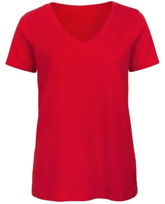Image de T-shirt B&C Favourite pour femmes, col en V, Coton FK137 (XL) (rouge)