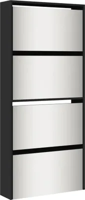 Obrázok produktu pre vidaXL Botník so zrkadlom 4 priehradky čierny 63x17x134 cm