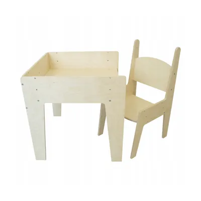 Produktbild von Schreibtisch und Stuhl für Kinder von 1 bis 7 Jahren - höhenverstellbar - Montessori - Naturholz - verstellbar