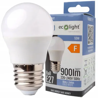 Obrázek produktu pro LED žárovka E27, 10W, kulatá, Golf, 6500K, studená barva, úsporná, 900 lm