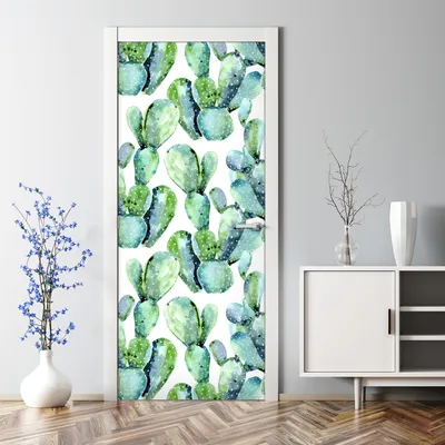 Produktbild von Dekorative Türposter Klebefolie selbstklebend Wandaufkleber Aquarell Kaktus 85 x 200 cm