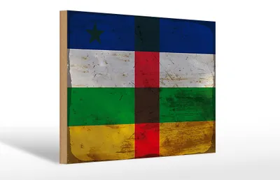 Produktbild von Holzschild Flagge Zentralafrikanischen Republik 30x20cm Rost