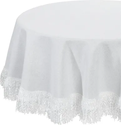Produktbild von EUROFIRANY | Runde Tischdecke - JASPER - 120 cm - Weiß - Elegante Fransen - Hochwertige Tischwäsche