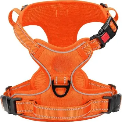 Produktbild von Famanu Anti-Zieh Hundegeschirr - Reflektierendes, verstellbares Geschirr für kleine bis große Hunde (orange - XS)