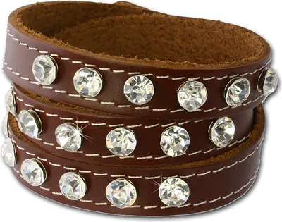 Productafbeelding van SilberDream Armband - Gekerfd rundleer - bruin, met zirkonia - dames/vrouwen - LAP228B