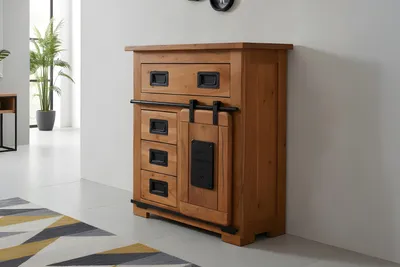 Produktbild von Sideboard Akazie massiv nussbaumfarben 75 x 35 x 85 cm LIBRO