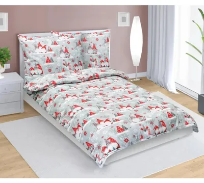 Obrázek produktu pro Bavlněné povlečení dětské - vánoce - 140x200 cm. 70x90 - šedá,červená
