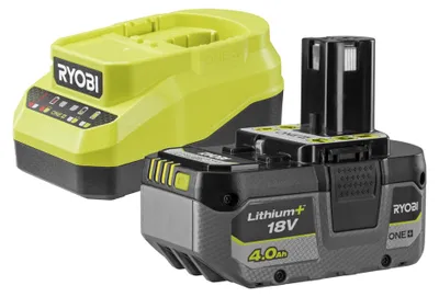 Obrázok produktu pre Sada 1 akumulátora a 1 nabíjačky RYOBI, 18 V, 4 Ah Rc18120a-140xg lítium-iónová