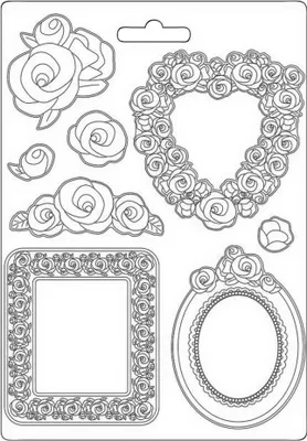Produktbild von STAMPERIA INTERNATIONAL Gießform Rosen Rahmen, 8 romantische Motive, DIN A4, Motive 2-12 cm
