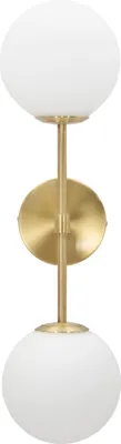 Zdjęcie produktu dla o Ferretti, lampa ścienna Glamy, podwójna oprawa E14, 15x21x55 cm, złota i biała