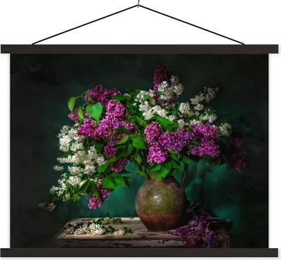 Produktbild von MuchoWow® Textilposter Vintage - Blumen - Stilleben 120x90 cm mit schwarzem Rahmen - Aufhänger für Poster