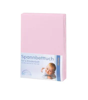 Produktbild von Julius Zöllner Baby Jersey Spannbettlaken, Spannbetttuch 60 x 120 cm / 70 x 140 cm im Doppelpack rosa / weiß