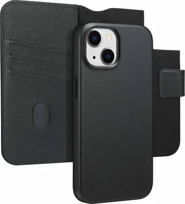 Image de Accezz Bibliothèque en cuir 2-en-1 avec MagSafe pour Apple iPhone 15 - Noir Onyx