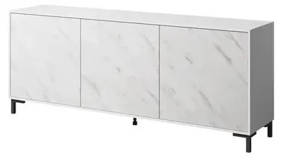 Image de Écran 3D MARMO 200x45x80,5 cm blanc mat/blanc marbre