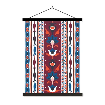 Produktbild von MuchoWow® Textilposter Blumen - Muster - Pflanzen - Abstrakt - Minimalismus 40x53 cm mit schwarzem Rahmen - Abbildung