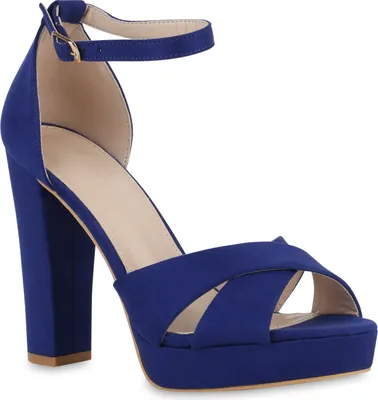 Produktbild von VAN HILL Damen High Heels Sandalette Party Absatz-Schuhe 841365, Farbe: Blau, Größe: 36