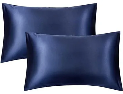 Productafbeelding van Satinekussenslopen, 2 stuks, marineblauw, 50 x 75 cm