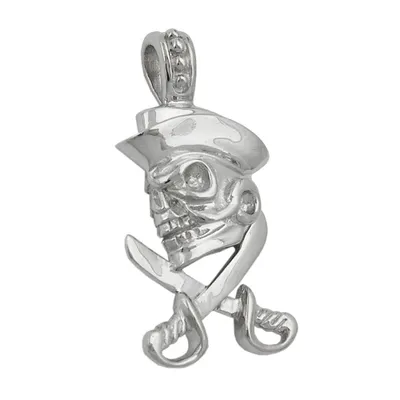 Produktbild von Anhänger 25x12mm Totenkopf mit Piratenhut Silber 925 silber 25x12mm