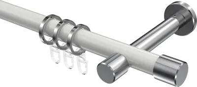 Produktbild von Interdeco Gardinenstange / Vorhangstange Weiß / Chrom, Typ Prestige Santo (Kappe), 20 mm Ø 1-läufig, 200 cm