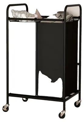 Produktbild von Wäschekorbwagen, abnehmbare Taschen, abschließbare Räder, 2-Tasche