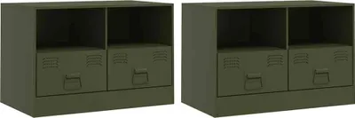 Obrázek produktu pro vidaXL TV skříňky 2 ks. Olivově zelená 67x39x44 cm Ocel