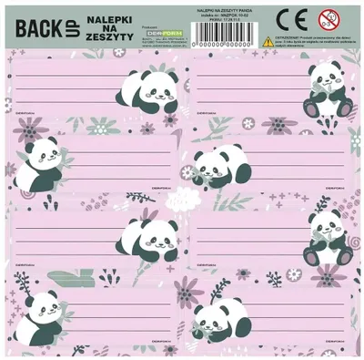 Zdjęcie produktu dla Nalepki na zeszyt Panda 11 (25szt) DERFORM