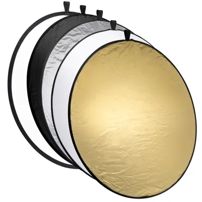 Productafbeelding van mantona Opvouwbare reflector 5-in-1 - Opvouwbare reflector - Zwart/Goud/Zilver/Transparant/Wit - Ø108 cm