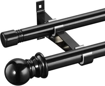 Productafbeelding van Ibenzoa® Uittrekbare dubbele gordijnroede van ijzer – 76–186 cm, Ø 2,5 cm, geschikt voor gordijnen tot 15 kg, inclusief bevestigingsmateriaal, ideaal voor zware gordijnen in woon- en slaapkamers