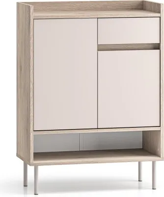 Productafbeelding van FURNLUX dressoir Voco, eikenhout en beige, 70 cm / Hoofdkleur: Beige / Afmetingen: 70 x 95 x 34 cm