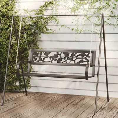 Produktbild von "2024"cloris Hollywoodschaukel 125 cm Stahl und Kunststoff Schwarz - Gartenbänke CHY80500617