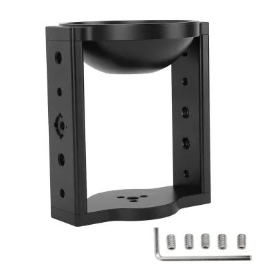 Zdjęcie produktu dla 100 mm aluminiowy adapter do statywu z półkulą - z gwintem 1/4" i 3/8", konwerterem płaskim na miseczkowy do lustrzanek cyfrowych, suwakiem i głowicą statywu