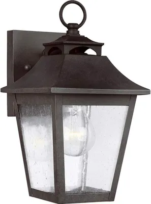 Produktbild von Wandlampe außen Edelstahl Glas H: 28,6 cm IP44 Schwarz antik Rustikal Außenleuchte Wand